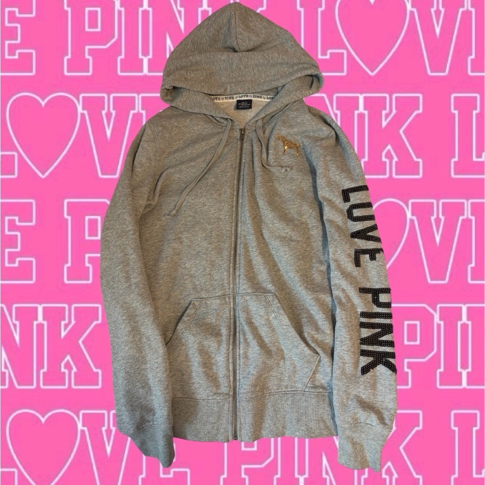 PINK Victoria's Secret Gray Zip-Up Hoodie 🐆🩶